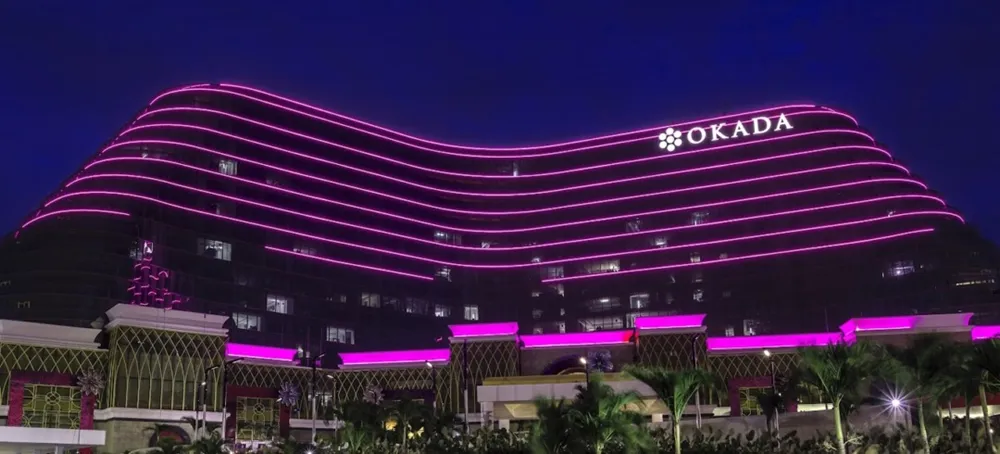필리핀에 있는 오카다 카지노 야경 사진